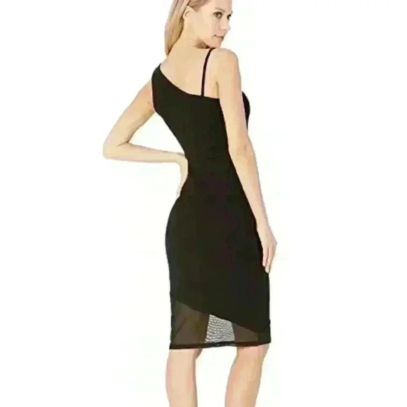 𝅺BEBE One Shoulder Keyhole Mesh Mixed Dress Size S - Picture 7 of 8